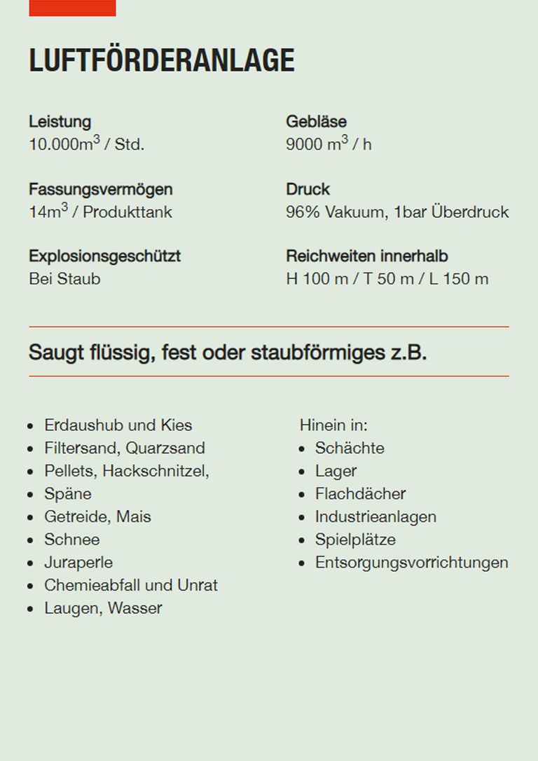 Saugbagger Königswinter - Technische Daten LFA